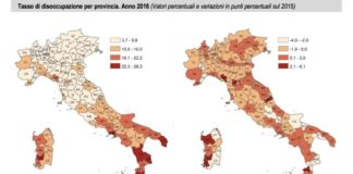Disoccupazione mappa Italia Istat 2016